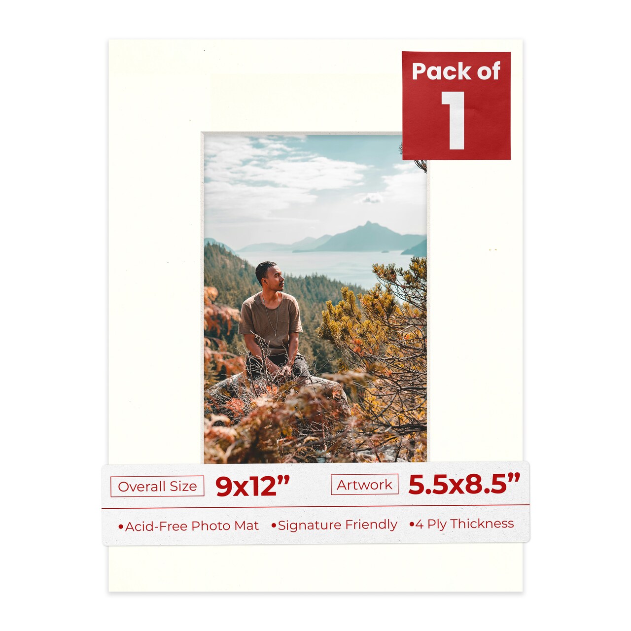 Antique White Mat Board for 9x12 Frames - Fits 5.5x8.5 Photos